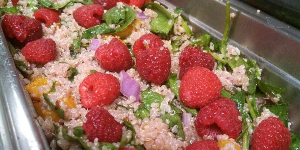 Raspberry Spinach Quinoa Salad